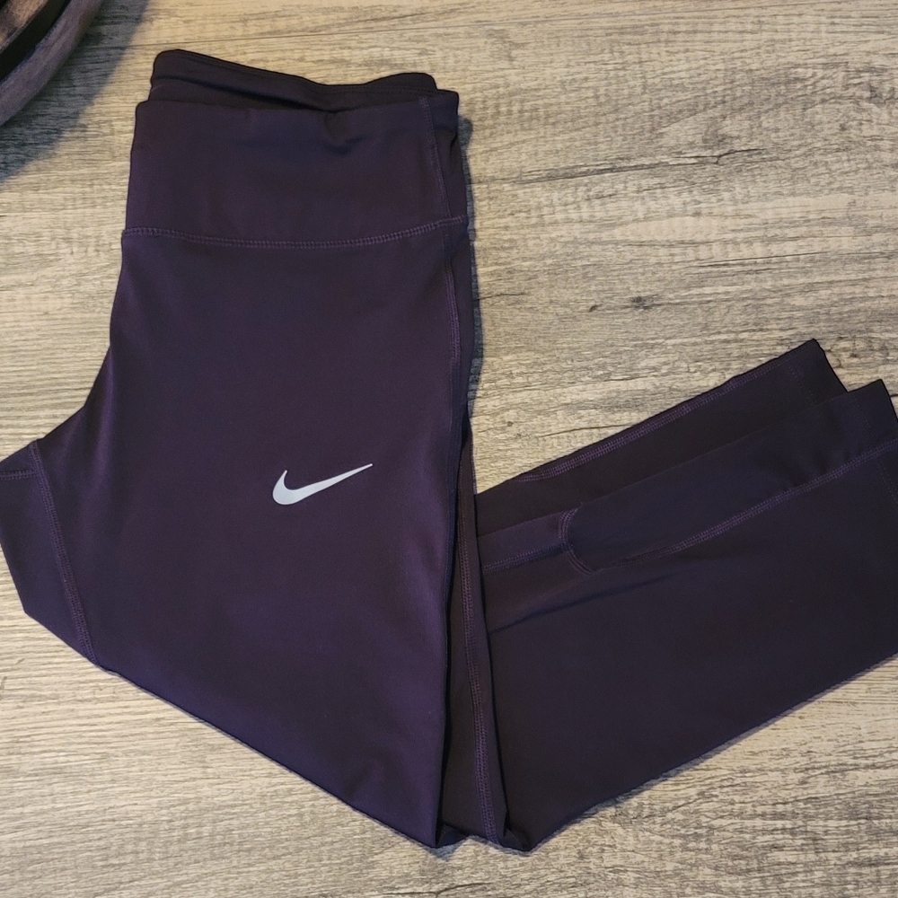 Nike Deep Purple Leggings with Silver Logo MEDIUM